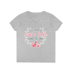 I'm a cat and coffee kind of girl Ladies' V-Neck T-Shirt