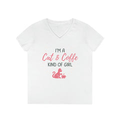 I'm a cat and coffee kind of girl Ladies' V-Neck T-Shirt